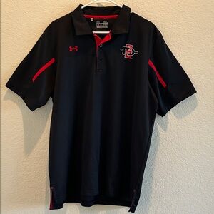 Under Armour Men's Polo Shirt in Black with Red Accents